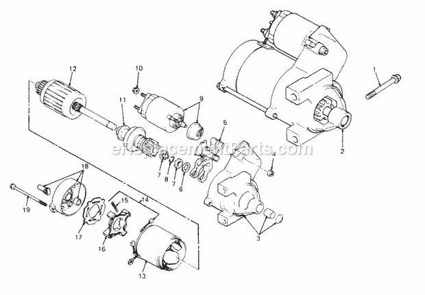 Electric Starter Diagram and Parts List for 2084 836000-864500, 143-733-100, 144-733-100 Cub Cadet Lawn Tractor